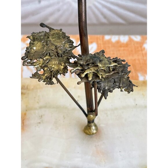Vintage 1960's Table top Brutalist Metal Butterfly Sculpture Onyx Stone - Picture 4 of 14